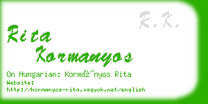 rita kormanyos business card